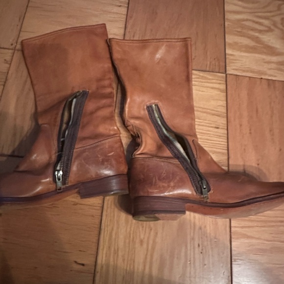 Frye Tan Leather Boots with Striped Detail - Picture 3 of 7